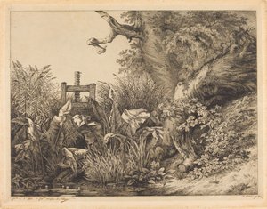 Wasserampfer und Brombeeren an einer Schleuse von Eugene Bléry
