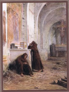 Bruder Giles und sein Begleiter, vor Hunger in einer verlassenen Kirche ohnmächtig von Eugene Burnand
