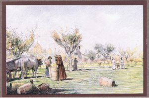 Bruder Giles arbeitet im Weinberg