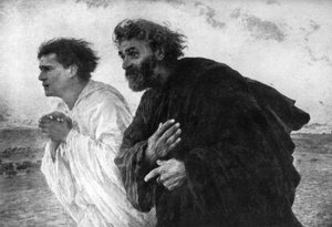 Die Apostel Petrus und Johannes am Morgen der Auferstehung von Eugene Burnand