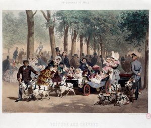 Spaziergang mit dem Auto im Tuileriengarten in Paris im 19. Jahrhundert von Eugene Charles Francois Guerard