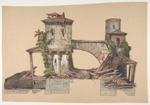 Entwurf für ein Bühnenbild an der Opéra, Paris, 1830-90 von Eugene Ciceri
