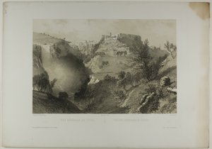 Gesamtansicht von Tivoli, Tafel siebzehn aus Italie Monumentale et Pittoresque von Eugene Ciceri