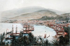 Blick auf Saint-Pierre von der Geschützbatterie in Sainte-Marthe, Martinique von Eugene Ciceri