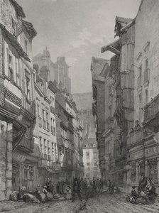 Malerische und romantische Reisen im alten Frankreich. Bretagne: Große alte Straße in Nantes von Eugene Ciceri