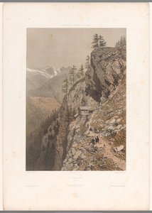 Wanderer auf einem Bergpfad bei Chamonix und dem Mont Blanc von Eugene Ciceri