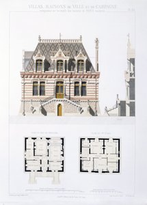 Entwurf aus Stadt- und Landhäusern basierend auf den modernen Häusern von Paris, ca. 1864 von Eugene Cordier