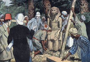Entdeckung der Statue von Sesostris III im Jahr 1862