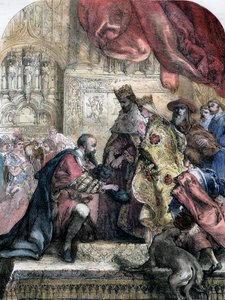Empfang von Kolumbus durch Ferdinand und Isabella, Barcelona, 15. Jahrhundert