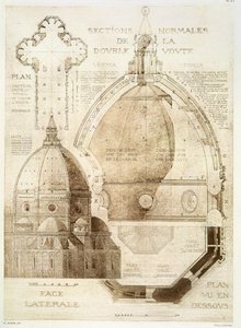 Plan, Schnitt und Aufriss der Kathedrale von Florenz, aus 