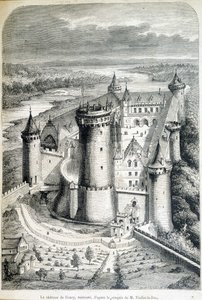 Das Schloss von Coucy, restauriert - Gravur nach der Skizze von Eugène Viollet-le-Duc - „Le Monde illustré“ vom 08.05.1858