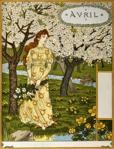 April, Illustration aus dem Kunstportfolio "Le Mois", 1896 von Eugene Grasset
