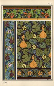 Kürbis in Tapeten-, Glas- und Stoffmustern von Eugene Grasset