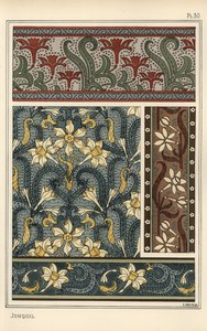 Jonquille, Narcissus jonquilla, als Designmotiv in Tapeten- und Stoffmustern von Eugene Grasset
