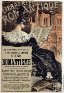 Literatur. Romantische Buchhandlung. Plakat von Eugene Grasset für den Herausgeber Monnier, Frankreich, ca. 1890 von Eugene Grasset