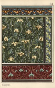 Schneeglöckchen, Galanthus nivalis, als Designmotiv in Tapeten, Rändern und Stoffen