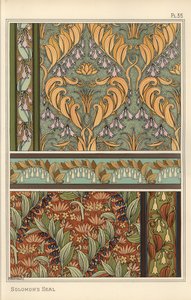 Salomonsiegel, Polygonatum multiflorum, als Designmotiv in Tapeten, Bordüren und Stoffen