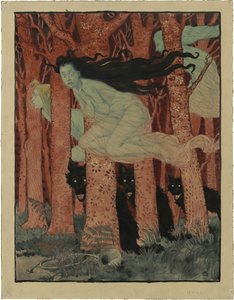 Trois femmes et trois loups (Drei Frauen und drei Wölfe), ca. 1892 von Eugene Grasset
