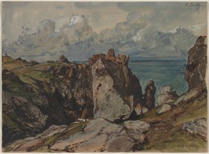 Klippen am Meer bei Cézembre, Bretagne, ca. 1830
