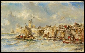 Landungssteg am Pier von Eugene Isabey