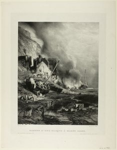 Reparatur eines Schiffes bei Ebbe, Platte vier aus Sechs Marines von Eugene Isabey