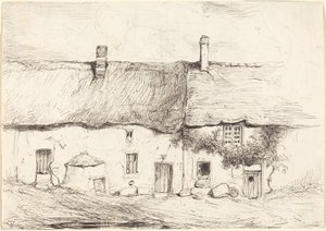 Zwei Cottages von Eugene Isabey