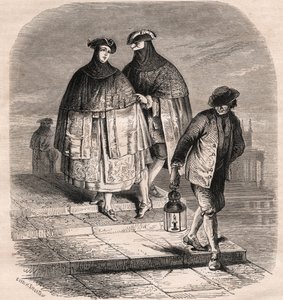 Die Laterntür in Venedig im 18. Jahrhundert - Zeichnung von Viollat von Gaetano Zompini (1700-1778) - Die Berufe von Venedig