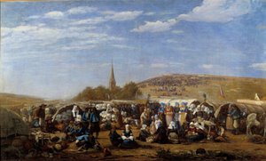 Eine Vergebung an Saint Anne la Palud im Jahr 1858 Religiöse Feier in der Bretagne. Gemälde von Eugene Louis Boudin (1824-1898) 1858 Le Havre, Musée des Beaux Arts von Eugene Louis Boudin