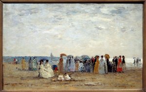 Badende am Strand von Trouville, Calvados. Gemälde von Eugene Louis Boudin (1824-1898) von Eugene Louis Boudin