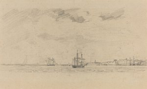 Küstenlandschaft mit Schiffen, ca. 1858 von Eugene Louis Boudin