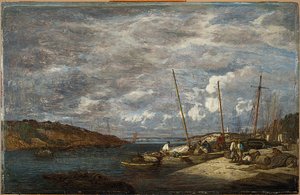 Fischerboote am Dock, Douarnenez, 1855