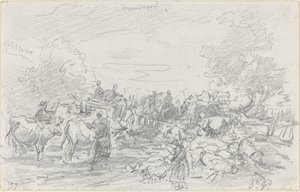 Herden überqueren einen Bach, 1877 von Eugene Louis Boudin