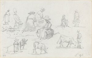 Bauern und Kühe [recto], 1877 von Eugene Louis Boudin