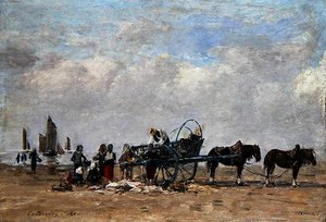 Der Fischwagen, Berck, ca. 1880 von Eugene Louis Boudin