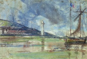 Der Leuchtturm in Honfleur von Eugene Louis Boudin