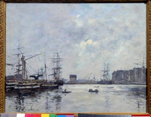 Der Hafen von Le Havre, Becken der Bar. Gemälde von Eugene Louis Boudin von Eugene Louis Boudin