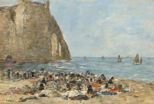 Wäscherinnen am Strand von Etretat von Eugene Louis Boudin