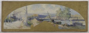 Skizze für das Rathaus von Issy-les-Moulineaux: Die Seine bei Issy-les-Moulineaux, um 1901