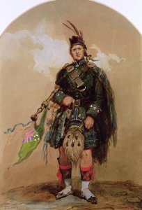 Ein Dudelsackspieler der 79. Highlanders im Chobham Camp 1853 von Eugene Louis Lami