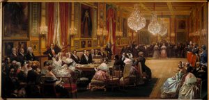 Aubert dirigiert die Sänger der Opera Comique vor Louis Philippe I., der königlichen Familie, Königin Victoria und Prinz Albert (Eugene Louis Lami)