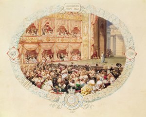 Innenansicht des Theaters Ihrer Majestät, Ende der Saison 1841 - Abschied von Mlle Rachel von Eugene Louis Lami