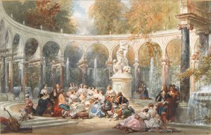 Gesellschaft im Bosquet de la Colonnade im Garten von Versailles