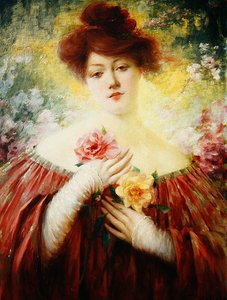 Mädchen mit Rosen, ca. 1900 von Eugene Louis Leopold Tripard Zigliara