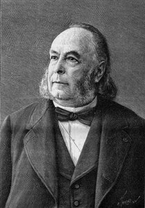 Porträt von Edmond Fremy (1814-1894), französischer Chemiker (nach einem Foto von Eug. Pirou). Gravur in „La Nature: revue des sciences et de leurs applications aux arts et à l