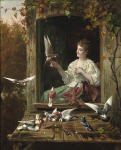 Die Vögel füttern von Eugene Remy and Portielje Jan Maes