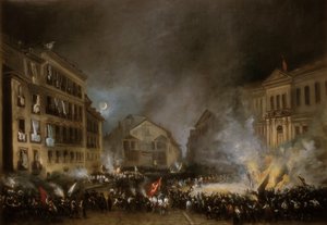 Episode der Revolution von 1854 an der Puerta del Sol in Madrid von Eugenio Lucas Velázquez