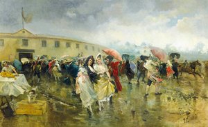 Vor der Stierkampfarena, Madrid, 1897 von Eugenio Lucas Villamil