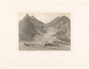 Berglandschaft mit Haus auf einer Almwiese von Eugène Cicéri (attributed to)