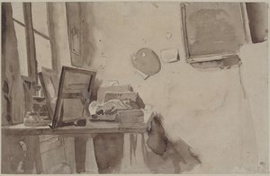 Eine Ecke des Ateliers, ca. 1825 von Eugène Delacroix