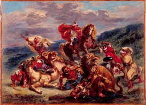 Löwenjagd von Eugène Delacroix